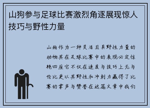山狗参与足球比赛激烈角逐展现惊人技巧与野性力量